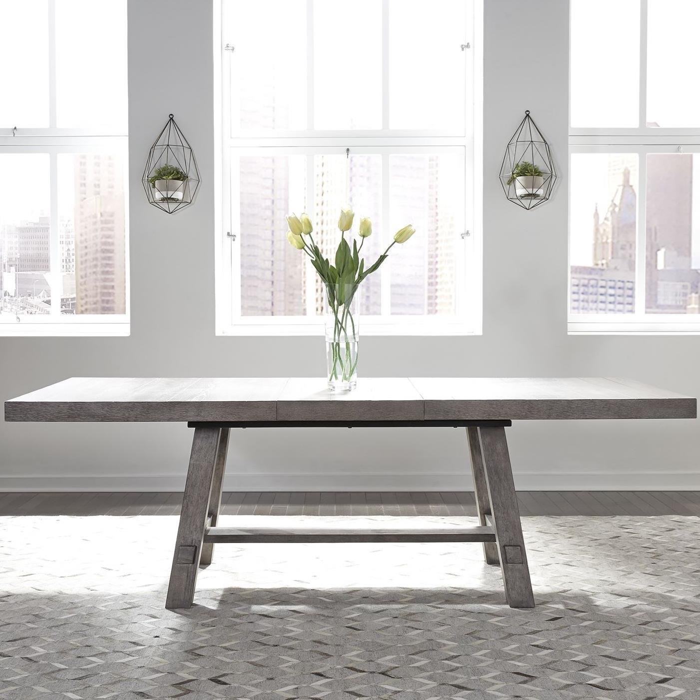 Liberty Furniture Modern Farmhouse 406DRTRS Contemporary Trestle Table with 20" Removable Leaf